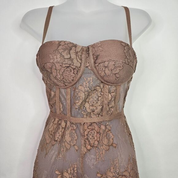 Tan Corset Lace Jumpsuit - Picture 5 of 12
